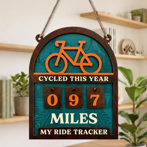 Miles Cycled This Year Tracker Sign - Cycling Gift (HDKY) Cycled Variant