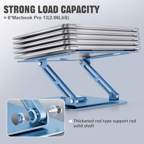 Laptop Stand for Desk, Adjustable Computer Stand with 360¡Æ Rotating Base, Ergonomic Laptop Riser for Collaborative Work, Foldable & Portable Laptop Stand, fits for All 10-16" Laptops (Blue)
