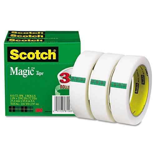 Scotch 810723PK Magic Tape Refill, 1-Inch x 2592-Inch, 3-Inch Core, 3/Pack