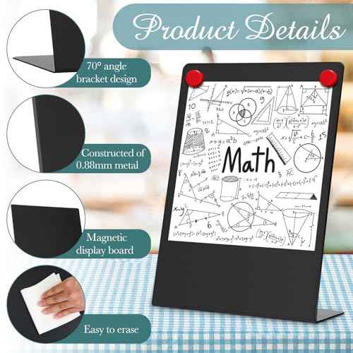 Fainne Magnetic Bulletin Board with Easel Stand Mini Black Magnet Metal Tabletop Memo Display Board for Back to School Menu Table Home Kitchen Office Supplies(11 x 17 Inches,2 Pcs)