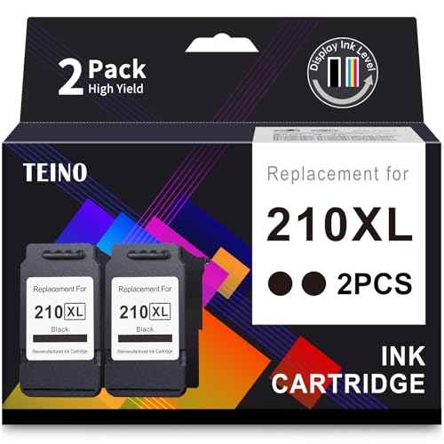 TEINO 210XL 210 Black Remanufactured Ink Cartridge Replacement for Canon 210XL PG-210XL 210 use with Canon PIXMA MP495 MP240 MP280 MP480 MP490 MP499 MP250 MX410 IP2702 (2 Black)