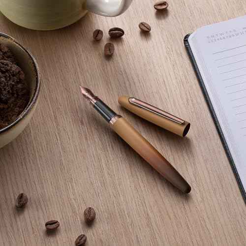 Sheaffer VFM 9428 Coffee Edition Matt Brown Fountain Pen with Regal Brown PVD Signature Trims and White Dot of excellence - Fine Point