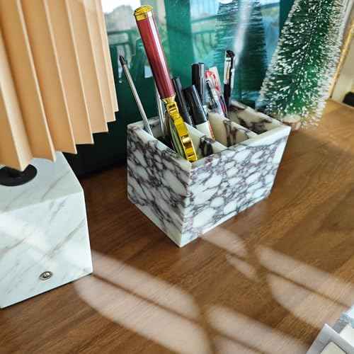 Natural Marble 3-Tier Organizer Box - Multi-Purpose Desktop Storage for Office Supplies, Kitchen Utensils, Makeup Brushes & Bathroom Essentials