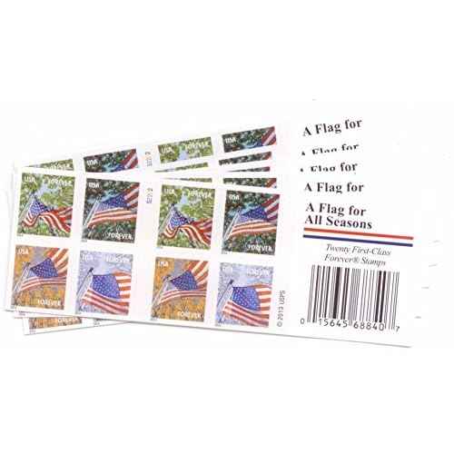 USPS Flags for All Seasons Forever Stamps 100 Stamps (5 Books of 20)