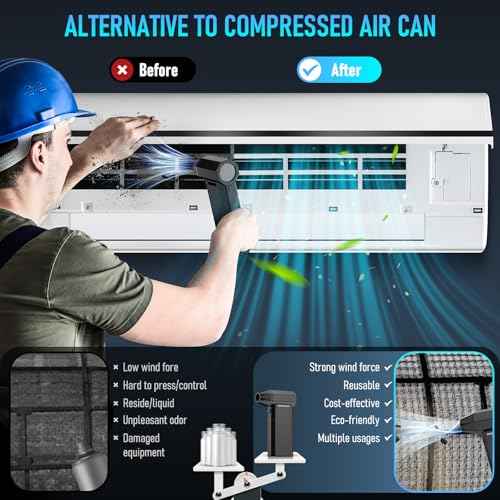 Electric Air Duster - Vacuum 2 in 1 & Cordless 6000mAh Mini Turbo Fan Blower, Keyboard Computer Car Cleaner, Replaces Compressed Air Can, Black(300000RPM)