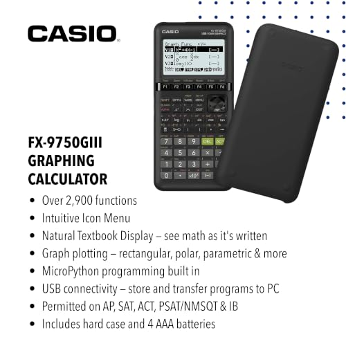 Casio fx-9750GIII Graphing Calculator Black with Python Programming