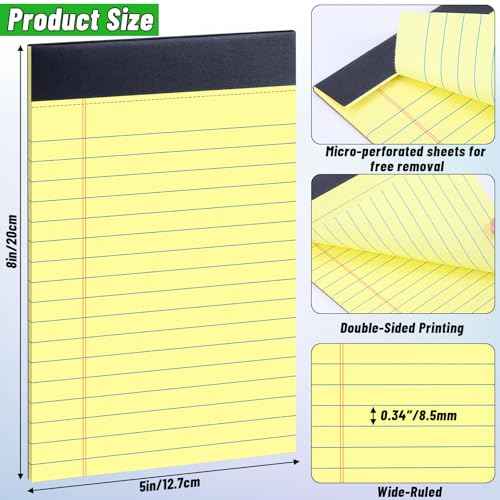 48 Pack Legal Pads Bulk,5 x 8 Inch White Notepad, Note Pads College Ruled Perforated Memo Pad for Work Study Daily Note Taking List, Lined Writing Pads Memo Refills Notepads for Office Home School