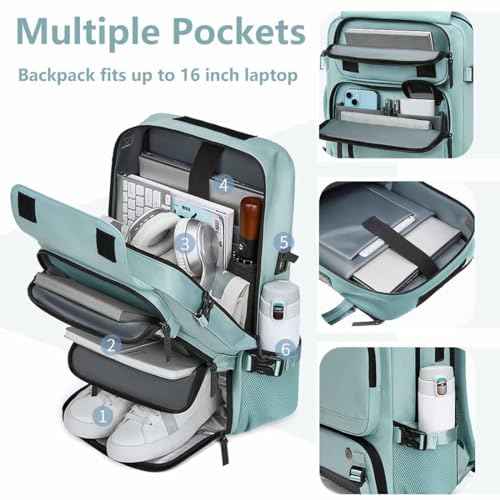 Travel Backpack for Women Men Carry On Backpack fits 16¡± Laptop Waterproof Convertible Backpack with Shoe Compartment (Black)