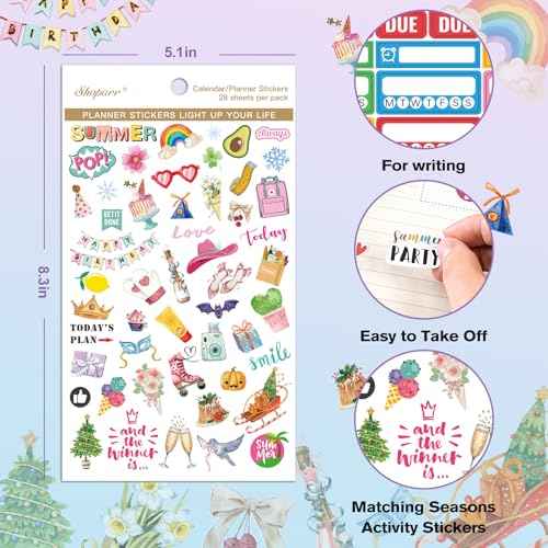 Planner Stickers - Calendar Stickers for Decorating, 28 Sheets Daily Planner Accessories for Celebrations, Holidays, Journaling, 1800+ Sticker for Kids/Adults, Scrapbook Supplies - Khaki