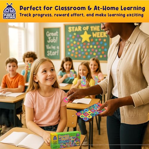 Purple Ladybug Scented Stickers - 15 Scents, 1260 Scratch and Sniff Kids' Stickers - Educational Rewards & Toys