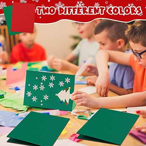 Geosar 100 Sheets Christmas Blank Cards with Envelopes for Card Making Red and Green Half Folding Greeting Cards New Year Holiday Blank DIY Cards with 100 White Envelopes, Folded Size 4 x 6 Inch