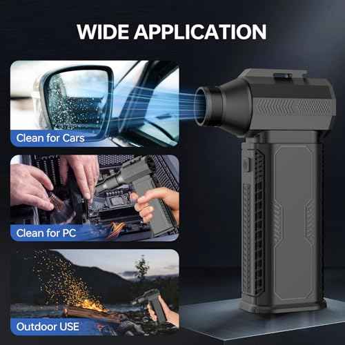 Compressed Air Duster Cordless Dust Blower, 130000RPM Brushless Turbo Fan Handheld Mini Jet Dry Blower for Computer, Keyboard, Car, Home, Outdoor