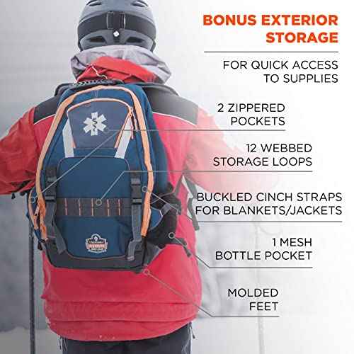Ergodyne Arsenal 5244 Responder Backpack, with Class A First Aid Kit Supplies Included, Orange