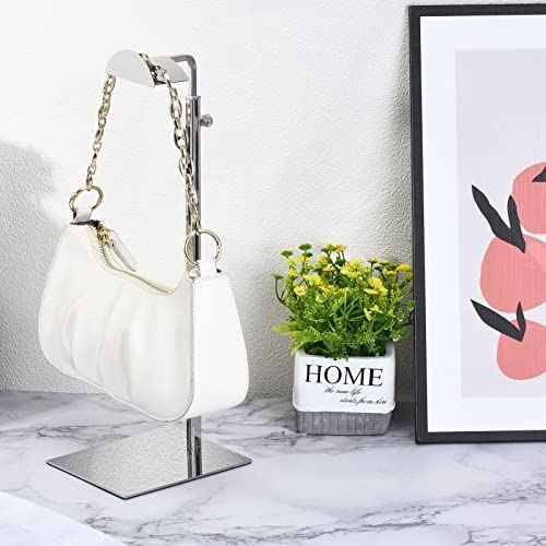 uxcell Purse Display Stand Set 3 Pack Metal Adjustable Handbag Rack Single Hook Holder for Boutique Store - Silver