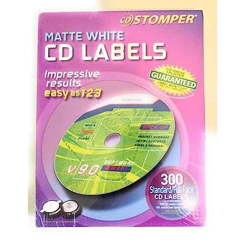 Avery 98122 Labels for use with CD Stomper CD/DVD Labeling System, White Matte, 300/pack