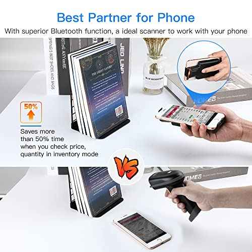 Eyoyo Upgraded QR Code Scanner Bluetooth Android Barcode Scanner, Portable Back Clip Wireless 1D 2D UPC ISBN Inventory Barcode Reader PDF417 Data Matrix Code Compatible with iPhone, Android Phone