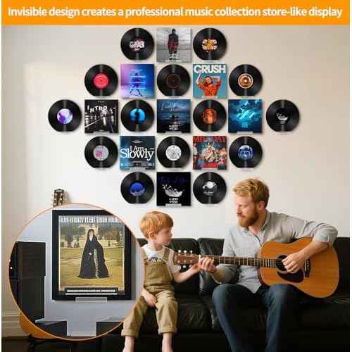 40 Pack Vinyl Wall Mount (4 Inch),Clear Vinyl Record Holder,Suitable for Music Stores, Music Schools, Personal Collectors to Hang Albums on the Wall and Decorate Home offices
