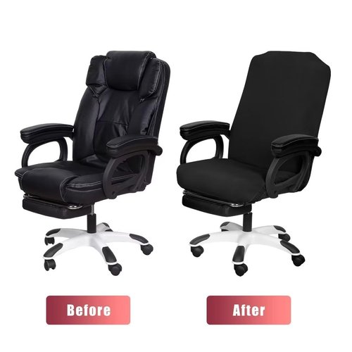 SARAFLORA 4 Pack Office Chair Cover, Stretchable Desk Chair Cover Removable Computer Chair Cover for Office Chair with Zipper Universal Spandex Rotating Chair Cover Anti-dust Chair Slipcover,Black