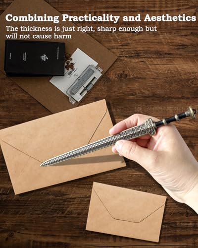HERSAUL Ancient Sword Letter Opener with Sheath & Display Stand - Decorative Mail Opening Tool