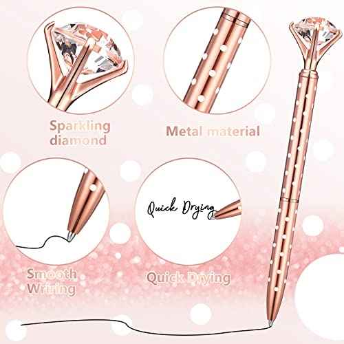 Leinuosen 50 Pieces Bridal Shower Crystal Diamond Pens Bulk Wedding Bling Ballpoint Pen with Diamond on Top for Women Girls School Office Supplies Gifts(Classic Color)