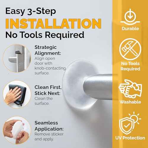 Ducki Door Stop Wall Protectors, 4 Pack Clear, Self Adhesive Reusable Solution for Stopping Wall Damage & Noise from Doors, Refrigerators, & in Your Home or Office, Durable Shock Absorbent & Discreet
