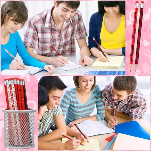 Tenceur 240 Pcs Red Ribbon Week Pencils Bulk Red Ribbon Awareness Month Supplies 12 Designs Drug Free Pencils with Erasers for Teacher Office Supplies Volunteer Fundraising Charity Activity