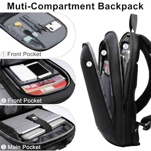 hk Slim Laptop Backpack, Lightweight Expandable High-Tech Business Work Backpack for Men Women,15.6 Inch Anti-theft Waterproof Travel Backpack Durable College Casual Daypack Computer Laptop Bag-Black