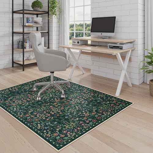 Anidaroel Floral Office Chair Mat for Hardwood Floor, 36"x48" Desk Chair Mat for Hard Floors, Under Desk Rug for Rolling Chair, Anti-Slip Computer Chair Mats, Low Pile Carpet Protector Mat