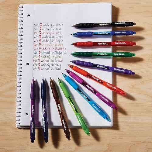 Paper Mate Profile Retractable Ballpoint Pens Bold, 1.4mm, Assorted Colors, 12 Count - Back to School, Home, Office, Teacher Supplies