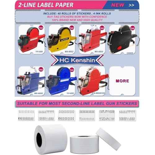 16,000 Pcs 2 Line Refill Price Marking Labels Stickers for MX6600,MX6602,YH689 & Most Other 2 Line Price Gun,40 Rolls with 3 Discount Stickers,2 Gloves and 4 Ink Rolls, Ideal for Retail, Shop (White)