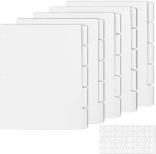 Azureal Binder Dividers - 25 Blank Write-On Tabs for 3-Ring Binders | Letter Size, 3-Hole Punched