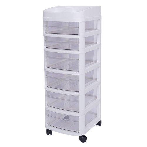 Storage Drawers Large Plastic Drawer 6-Tier Organizer Plastic Drawers Clear Drawers Storage Shelves with Dra-Wer Transparent Storage Cart for Home Office Living Room Bathroom