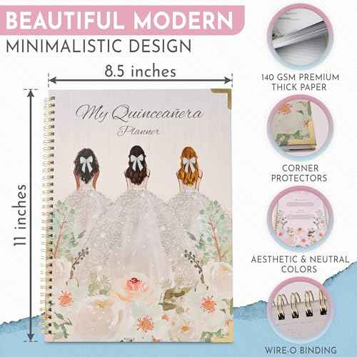 Happy 15th Birthday My Quinceanera Planner Bilingual English Spanish with to-do lists, Budget Tracker, Guest Lists, Mis Quince Party Ideas for XV A?os celebration by iPlanner Pro XV Collection Neutral (Neutral - Floral)