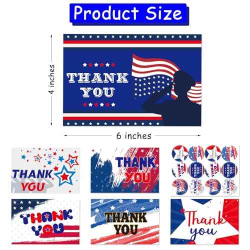 Veterans Day Thank You Cards Patriotic Greeting Cards Memorial Day Independence Day Thank You for Your Service Notes 24Pcs