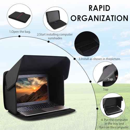 Laptop Sun Shade for Working Outside - Foldable Sun Glare Shield & Privacy Hood for Outdoor Workers, Travel, Camping - Fits 15-16 inch Laptops(Patent Pending)