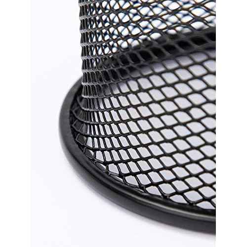 Black Pen Holder Cup for Desk, Black Wire Mesh Pencil Cup Holder for Desk Office Pen Organizer