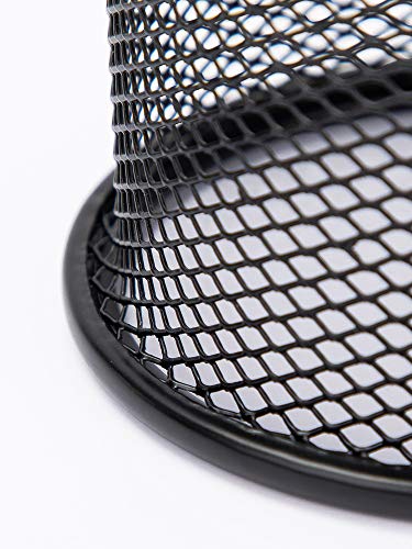 Black Wire Mesh Pen Holder Cup for Desk Office Organizer