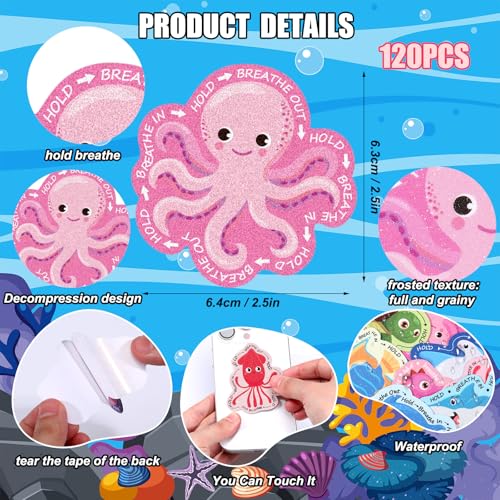 Fulmoon Ocean Animals Sensory Anxiety Stickers 120 pcs Textured Calm Stickers for Stress Relief
