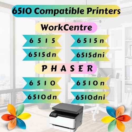 PRINTOXE¢ç 6510 Compatible Set of 4 Toner Cartridges for Xerox Phaser 6510 6510n 6510dn 6510dni and WrokCentre 6515 6515n 6515dn 6515dni High Yield with Up to Date Chips