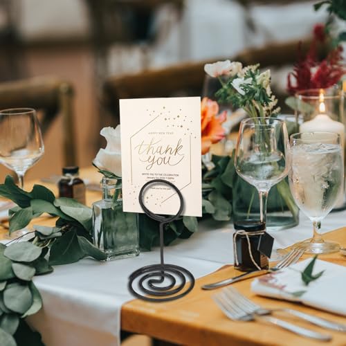 12 Pcs 3.35 Inch Black Metal Table Number Holders with Peacock Design