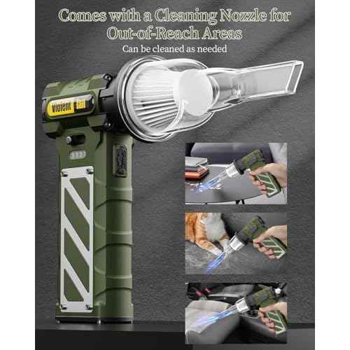 Compressed Air Duster,Infinitely Variable Speed£¬130000RPM Electric Jet Dry Blower with Safety Hammer,Cordless Rechargeable Air Duster for Cleaning PCs/Keyboards/Car Washing (Green)