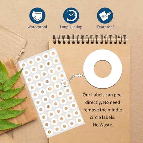 2500 Pcs White Hole Reinforcement Stickers, Round Self-Adhesive 0.25" Diameter Hole Labels for School Home Paper Sheet Binder