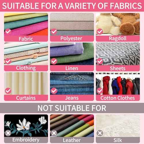 Sewing Gun£¬Clothing Label Gun, 4000 Fasteners (2000 White + 2000 Black) Clothing Label Gun, 6 Needles, Quick-Stitch Cloth Fixer£¬Pink,Garment Repair Tool