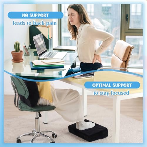 Novabright 3-Height Adjustable Foot Rest with Gel Top & Removable Pocket 17"x11"x17" Black