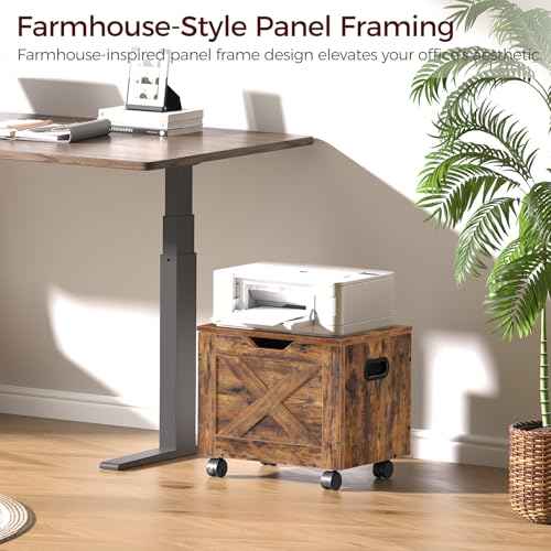 Rolling Filing Cabinet, Small File Cabinet Under Desk with Single Drawer, Hanging File Organizer for A4/Letter-Size Documents, Organizer Box, for Home Office, Rustic Brown FCRB4001