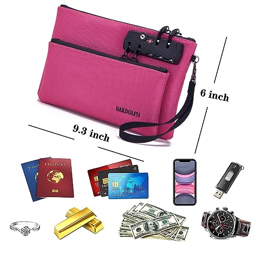 BARDOLPH Pink Small Money Bag with Lock - Double-Layer Cash Passport Notary Storage
