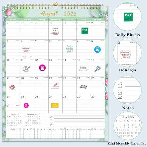 Gannyfer 2026 Wall Calendar, 14" x 11" Spiral Bound 2026 Calendar, 18 Month Floral Wall Calendar, Use Now to Dec 2026, Magnetic Fridge Calendar Perfect for Home School Office (3 Stickers Included)