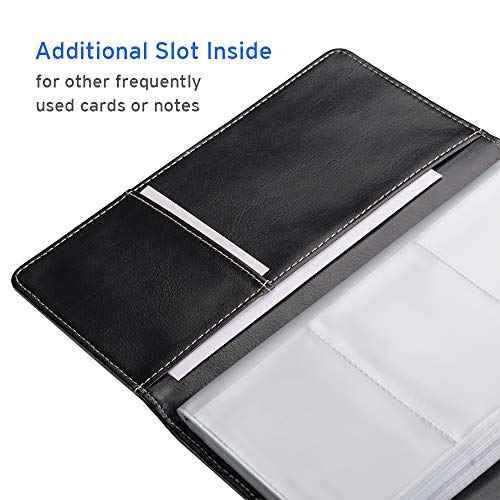 Sooez Leather Professional Business Card Book Holder Organizer, 240 Capacity Credit Card Booklet, PU Name Cards Holder Storage File for Men Women, 7.7 x 4.5 Inch, Black