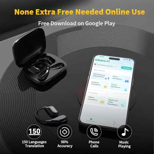 AI Translation Earbuds for Real-Time Translation, 150 Languages, Translation Music and Calling 3-in-1 Device for Translation, Music & Calls, Instant Translation for Travel, Business, and Learning