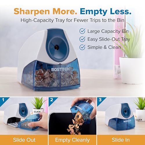 Bostitch Electric Pencil Sharpener Blue - Stall-Free, Compact & Safe